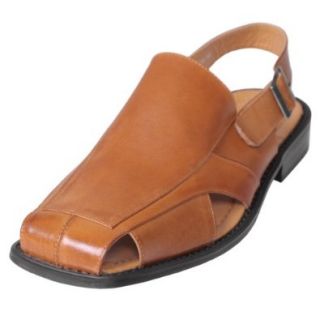 Boston Traveler Mens Genuine Leather Square Toe Sandals Shoes
