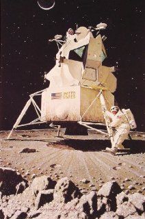 1970 Norman Rockwell 'Man on the Moon' Full Color Vintage Print Artwork  