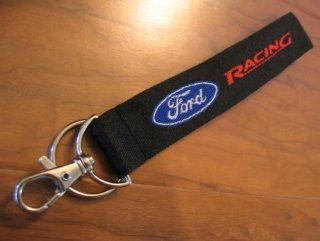 (2) Two Embroidered Ford Racing Key Ring Id Clip Hand Strap Lanyard 