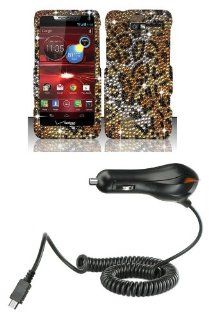 Motorola Droid Razr M XT907 (Verizon) Premium Combo Pack   Cheetah Diamond Bling Case + ATOM LED Keychain Light + Micro USB Car Charger Cell Phones & Accessories