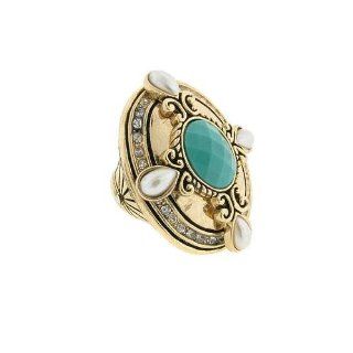 Ring 884 40 Oval Pearls Turquoise Gold Plated Pearl Rings For Women Jewelry