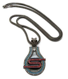 Hot Celebrity Style Hematite 50 Cent SMS Pendant w/4mm 36" Franco Chain Necklace XP887HE Jewelry