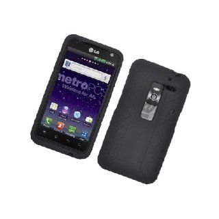 LG Esteem MS910 Revolution VS910 Black Hard Soft Gel Dual Layer Cover Case Cell Phones & Accessories