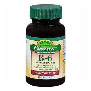 Finest Vitamin B 6 100mg Tablets, 100 ea Health & Personal Care