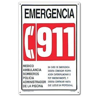 Poolmaster 40382 Spanish Language Emergency 911 Sign for Residential or Commercial Pools  Swimming Pool Signage  Patio, Lawn & Garden