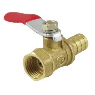1/4" PT Female Thread to Hose Tail 10mm OD Gas Flow Hole Ball Valve Gold Tone Industrial Ball Valves