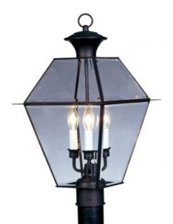 Livex Lighting 2384 04 Westover 3 Light Outdoor Black Finish Solid Brass Wall Lantern with Clear Beveled Glass   Wall Porch Lights  