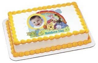 Winnie the Pooh Rainbow Day Personalized Frame Edible Cake Topper Toys & Games
