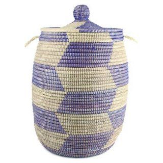 Woven African Laundry Clothes Hamper   Blue   Large   Fair Trade  