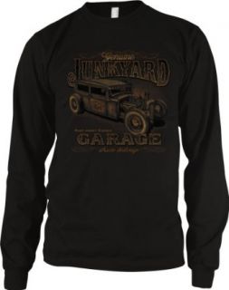 Genuine Junkyard Garage, Hot Rod Men's Long Sleeve Thermal, Rest Never Sleeps Auto Salvage, Junkyard Rat Design Men's Thermal Shirt Clothing