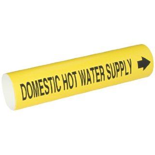Brady 4053 D Bradysnap On Pipe Marker, B 915, Black On Yellow Coiled Printed Plastic Sheet, Legend "Domestic Hot Water Supply" Industrial Pipe Markers