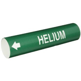Brady 4074 D Bradysnap On Pipe Marker, B 915, White On Green Coiled Printed Plastic Sheet, Legend "Helium" Industrial Pipe Markers