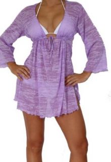 Gorgeous Burnout Swimwear Cover up LONG SLEEVE DRESS Lilac