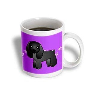 3dRose Cute Black Cocker Spaniel Purple with Pawprints Ceramic Mug, 11 Ounce Kitchen & Dining