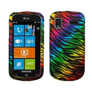 Black Blue Green Yellow Purple Colorful Rainbow Zebra Rubberized Snap on Design Hard Case Faceplate for Samsung Focus I917 Cell Phones & Accessories
