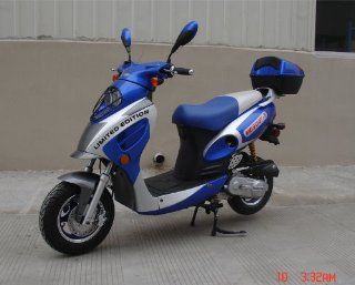 Roketa MC 07K 50 BLUE Gas 3.3HP 4 Stroke 49cc Moped Scooter w/ Trunk  Gas Powered Sports Scooters  Sports & Outdoors
