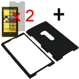 Luxmo Hard Shield Shell Cover Snap On Case for AT&T Nokia Lumia 920 + 2 x Fitted Screen Protector  Black Cell Phones & Accessories