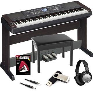 Yamaha DGX 650 Black Digital Piano BUNDLE w/ Wood Bench & Triple Pedal Musical Instruments