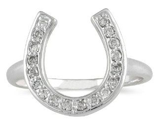 Diamond Horseshoe Ring in 14k White Gold SZUL Jewelry
