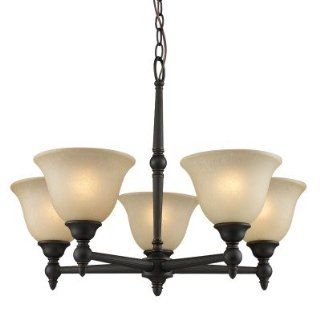 Z Lite 901 5 BAC Clayton Five Light Chandelier, Metal Frame, Burnt Antique Copper Finish and Feather White Shade of Glass Material    