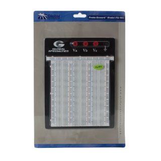 Global Specialties PB 103 Externally Powered Breadboard with Aluminum Back Plate, 2250 Tie point