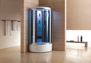 Sliding Door Steam Shower Enclosure Unit Size 86.2" H x 36" W x 36" D, Glass Color Blue    