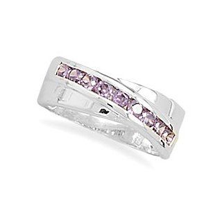 Purple Channel Set Cz Ring 925 Sterling Silver Jewelry