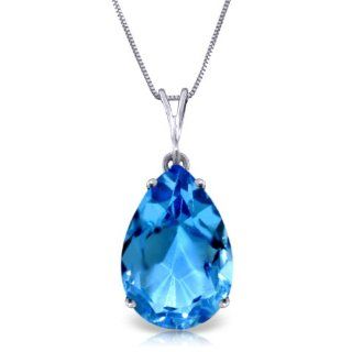 14k White Gold 18" Necklace with Blue Topaz pendant Jewelry