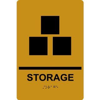 ADA Storage With Symbol Braille Sign RRE 905 BLKonGLD Wayfinding  Business And Store Signs 