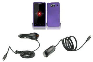 Motorola Droid Razr HD XT926 (Verizon) Premium Combo Pack   Purple Hard Shield Case + ATOM LED Keychain Light + Wall Charger + Car Charger Cell Phones & Accessories