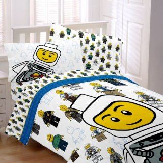 2pc Yellow Black Blue Lego Twin Comforter Set   Childrens Bedding Collections