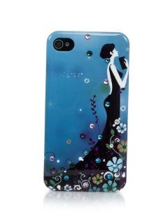 iSee Case silhouette Design Bling Rhinestone Crystal Snap on Back Cover Case for AT&T Verizon Sprint iPhone 4 iPhone 4S (4 Silhouette Blue Hard) Cell Phones & Accessories