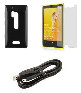 Nokia Lumia 928 (Verizon) Premium Accessory Kit   Black Flexible TPU Case + ATOM LED Keychain Light + Screen Protector + Micro USB Cable Cell Phones & Accessories