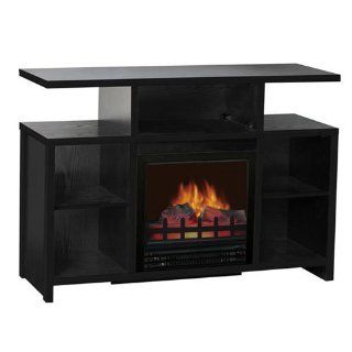 Flametec 1350 Watt Electric Fireplace Heater 907 42FBK with 18 Inch Electric Firebox, Also an Entertainment Center/Media Console/Television Stand, Floor Standing, Black, Your Best Home Decoration  