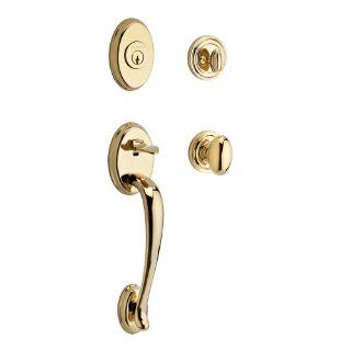 Baldwin SC.COLxELL.TRR.003.6L.DS.CKY.KD Columbus Single Cylinder Handleset with Ellipse Knob and Traditional Round Rose, Polished Brass   Door Handles  