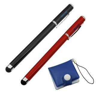 iKross 2pcs Stainless Universal Touch Screen Stylus w/ Pen (Black / Red) for Nokia Lumia 929/ 1520/ 2520/ 1020; Samsung Galaxy Note 3 2; iPhone 5S 5C 5, iPad 1, 2, 3, 4, Mini, Air Tablet with*Memory Card Case* Cell Phones & Accessories