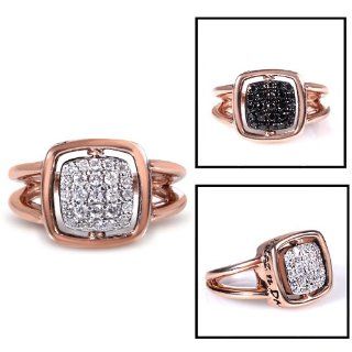 1/2ct TW Double Sided Black and White Diamond Fashion Ring in 14k Rose Gold (Nitez N Daze Collection) Engagement Rings Jewelry