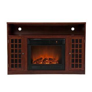 SEI Narita Media Console with Electric Fireplace, Mahogany   Gel Fuel Fireplaces