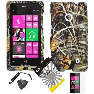 4 items Combo ITUFFY (TM) LCD Screen Protector Film + Mini Stylus Pen + Case Opener + Wild Outdoor Pond Grass Camouflage Design Rubberized Snap on Hard Shell Cover Faceplate Skin Phone Case for Nokia Lumia 521 (T Mobile) Cell Phones & Accessories