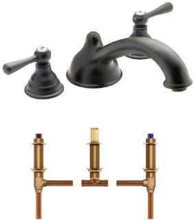 Moen T910WR 4792 Kingsley Two Handle Low Arc Roman Tub Faucet with Valve, Wrought Iron   Faucet And Valve Washers  