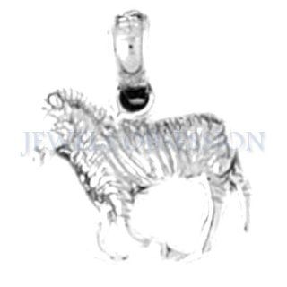 Rhodium Plated 925 Sterling Silver Zebra Pendant Jewels Obsession Jewelry