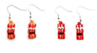 Bacon Earrings w Google Eyes and Mustache Assorted
