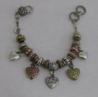 Howards Jewelry Multi Color Heart Bracelet Adjustable Lobster Clasp 6524/87mh  