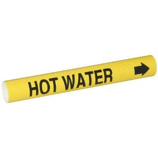 Brady 4079 B Bradysnap On Pipe Marker, B 915, Black On Yellow Coiled Printed Plastic Sheet, Legend "Hot Water" Industrial Pipe Markers