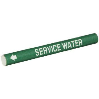 Brady 4270 A Bradysnap On Pipe Marker, B 915, White On Green Coiled Printed Plastic Sheet, Legend "Service Water" Industrial Pipe Markers