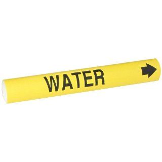 Brady 4154 C Bradysnap On Pipe Marker, B 915, Black On Yellow Coiled Printed Plastic Sheet, Legend "Water" Industrial Pipe Markers