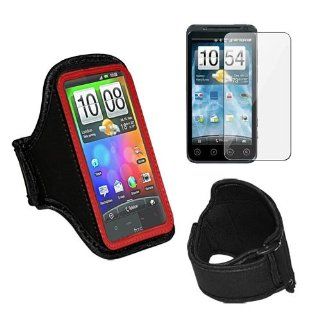 Skque Premium Red Sport Armband Case with Clear Screen Protector for HTC EVO 3D Android Phone Cell Phones & Accessories