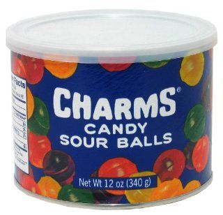 Charms Assorted Sour Balls Canisters (Pack of 12)  Hard Candy  Grocery & Gourmet Food