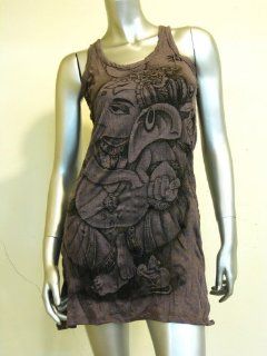 Thailand Lady Sure Dark Gray Ganesh with Mouse Wrinkle Long Tank Top  Other Products  