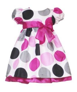 Rare Editions Toddler Girls 2T 4T IVORY FUCHSIA PINK BLACK GRAY BIG DOT SHANTUNG Special Occasion Wedding Flower Girl Party Dress 4T RRE 29820F F229820 Clothing